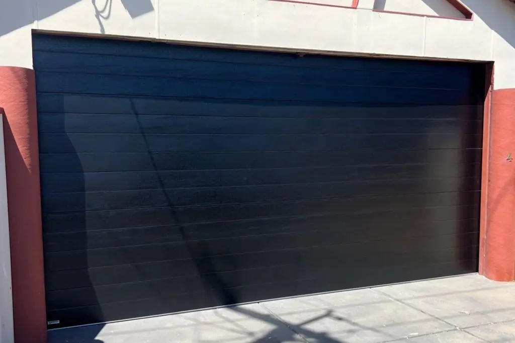 black garage door