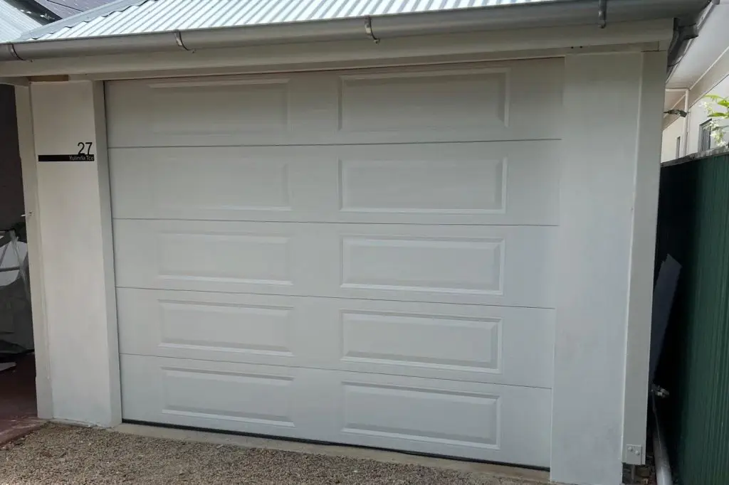 small white garage door